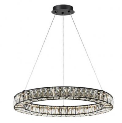 AGIOS ROUND CRYSTAL PENDANT. BLACK FRAME